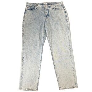 Good American Good Curve‎ Straight Jeans Blue814 Acid Wash Denim Plus Size 16